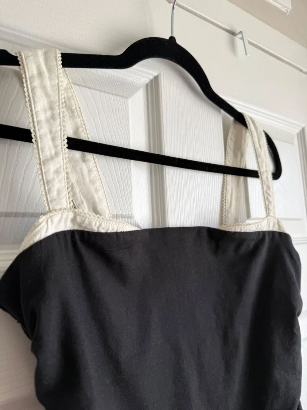 Free People 2 Tone Tank Top Black White Ruched Size M
